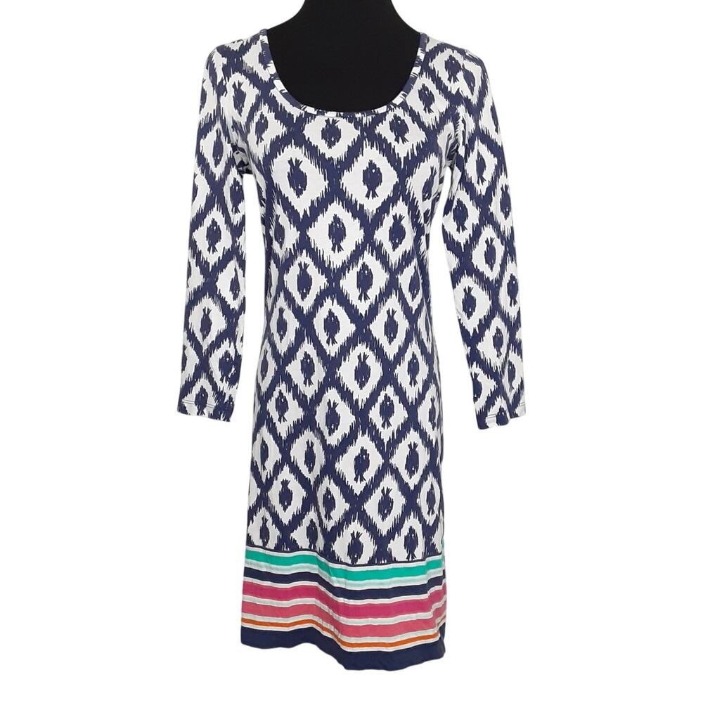 Lilly Pulitzer Beacon T Shirt Dress Pima Cotton Little Fish Chase Bomber Blue S - Picture 2 of 9